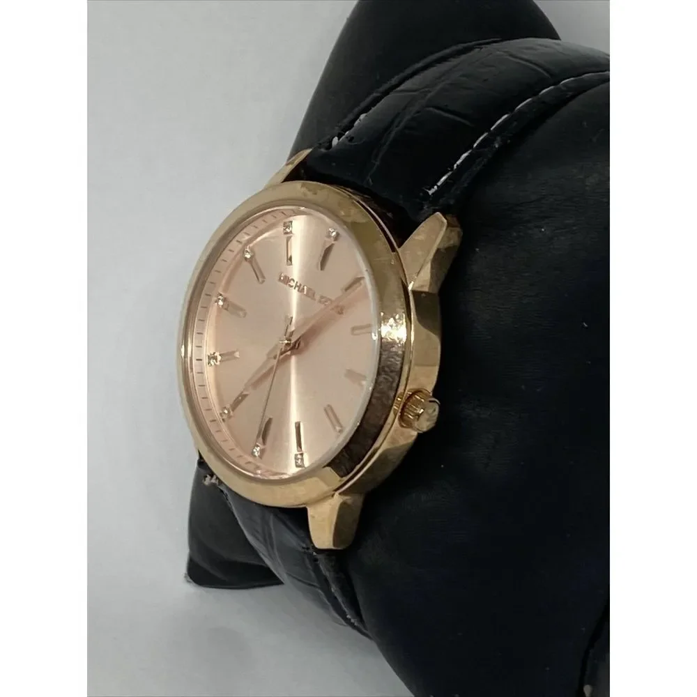 Michael Kors Elena MK3609 Women's Black Leather Analog Dial Quartz Watch WO283 - Picture 4 of 12
